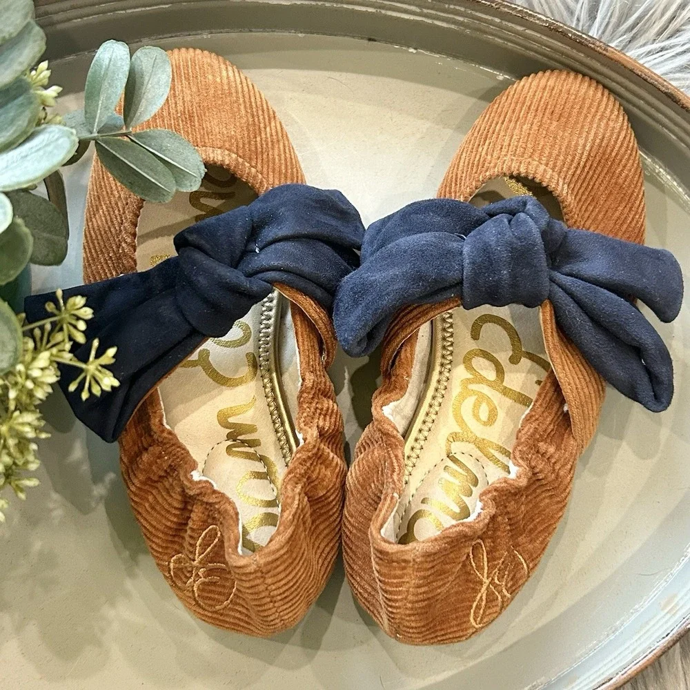 Sam Edelman Felicity‎ Mary Jane Girls Flats Size 1Y Mustard/Navy
